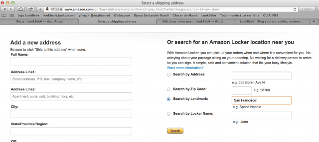Escolha o Amazon locker por ZIP code, marco, cidade