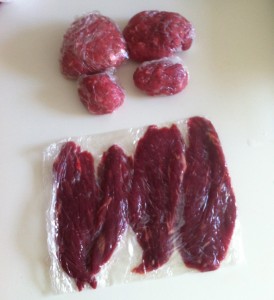 carne congelada porção