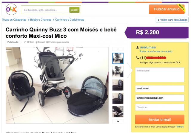 OLX anuncio carrinho