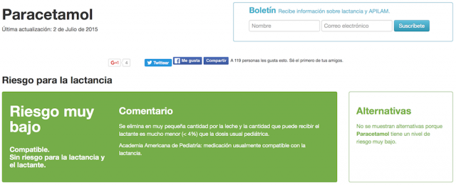 paracetamol amamentando